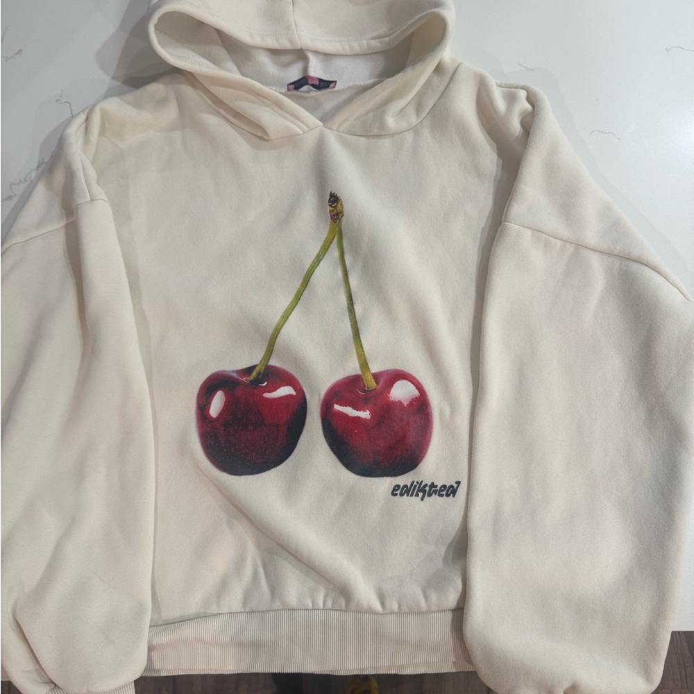 Edikted Cream Hoodie with Cherry Design

Has only been used once
